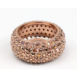 JB Joan Boyce Pave Rhinestone Rose Gold Plated Statement Ring Size 7